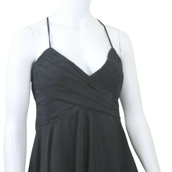 Zara Basic Womens Black Slip Dress L Empire Criss Cross Straps Knee Length - Picture 3 of 12